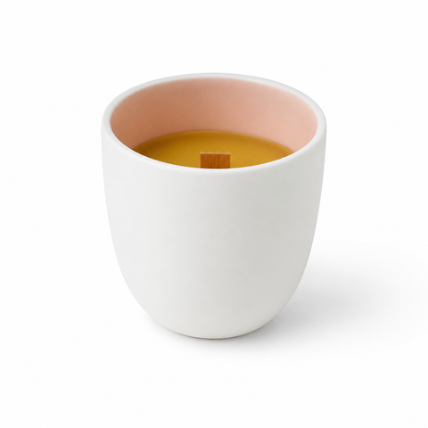 Lumanare ceara pahar ceramic - roz