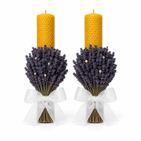 Lumanari ceara nunta de argint -  mod. Lavanda