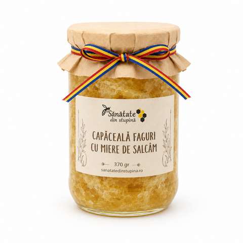 Capaceala faguri cu miere de salcam 370 gr - productie 2024