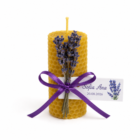 Marturii botez lumanare ceara cu lavanda - mod. 7