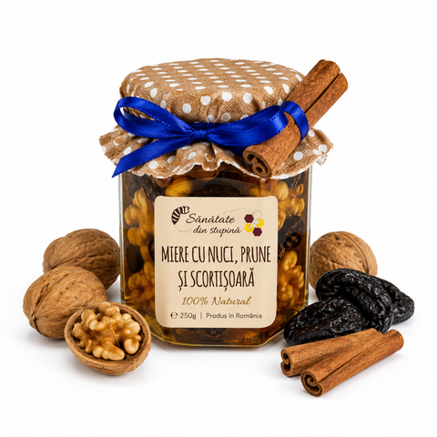Miere cu nuci, prune si scortisoara - 250 gr