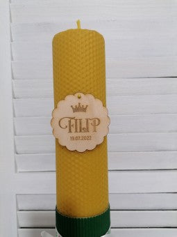 Eticheta lemn personalizare lumanare - mod. Filip