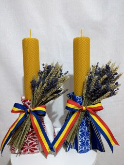 Lumanare ceara botez - mod. Dor romanesc II