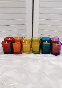 Lumanare ceara de albine  - pahar color