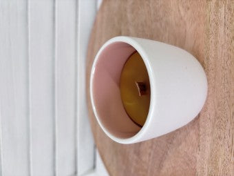 Lumanare ceara pahar ceramic - roz