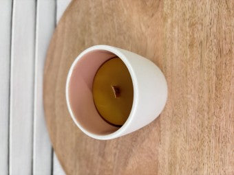 Lumanare ceara pahar ceramic - roz