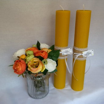 Lumanare din ceara cununie/botez fagure 41/6 cm