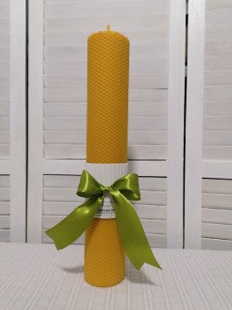 Lumanare din ceara cununie/botez tip fagure 41/7 cm