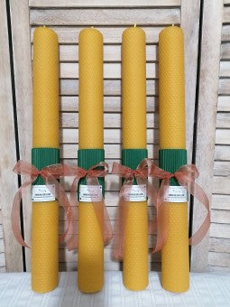 Lumanare din ceara cununie/botez tip fagure 50/5 cm