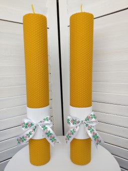 Lumanare din ceara cununie/botez tip fagure 50/6 cm