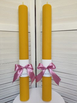 Lumanare din ceara cununie/botez tip fagure 60/6 cm