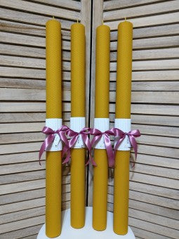 Lumanare din ceara cununie/botez tip fagure 70/5 cm