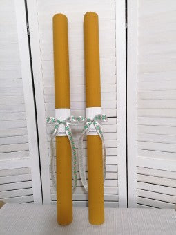Lumanare din ceara cununie/botez tip fagure 80/6 cm