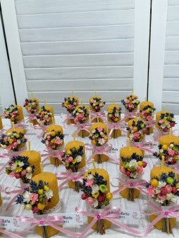 Marturii botez lumanare ceara cu flori - mod. 8