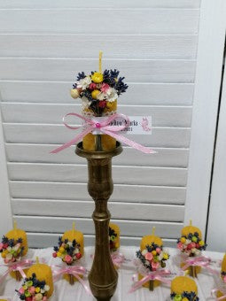Marturii botez lumanare ceara cu flori - mod. 8