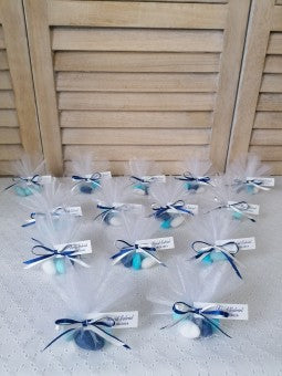 Marturii botez migdale glazurate mix bleu - mod. 8