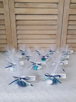 Marturii botez migdale glazurate mix bleu - mod. 8