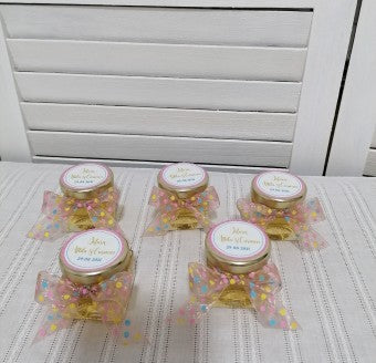 Marturii nunta + botez borcanel miere si buchet lavanda
