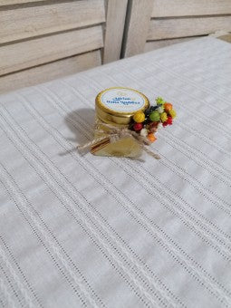 Marturii nunta borcanel cu miere si buchet - mod. "Drag si dor"