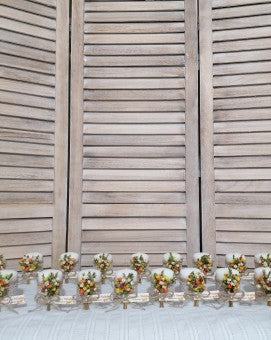 Marturii nunta lumanari albe cu buchet - mod. 55