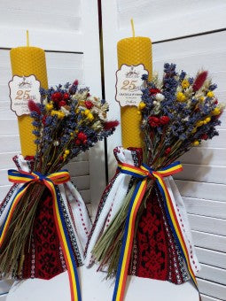 Set etichete lumanari - mod. cununie 25 ani